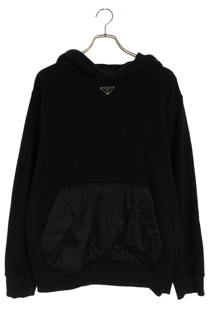 PRADA Re-Nylon Panel Triangle Logo Pullover Hoodie Size XS