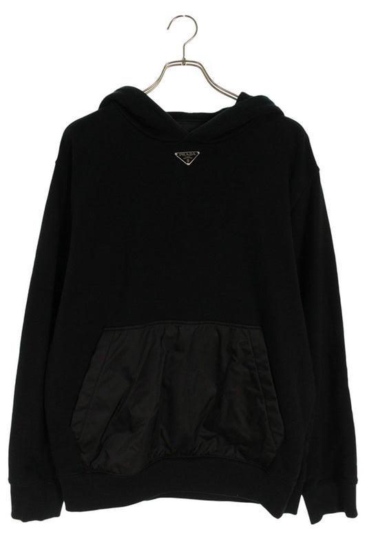 PRADA Re-Nylon Panel Triangle Logo Pullover Hoodie Size XS
