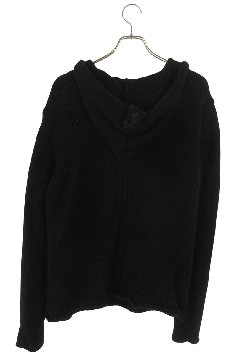 Chrome Hearts Black Cashmere Cross Patch Knit Hoodie Size M