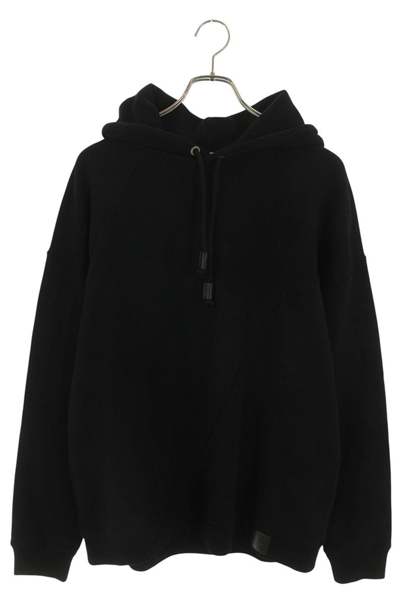 LOEWE Logo Patch Panel Puzzle Pullover Hoodie Black Size L