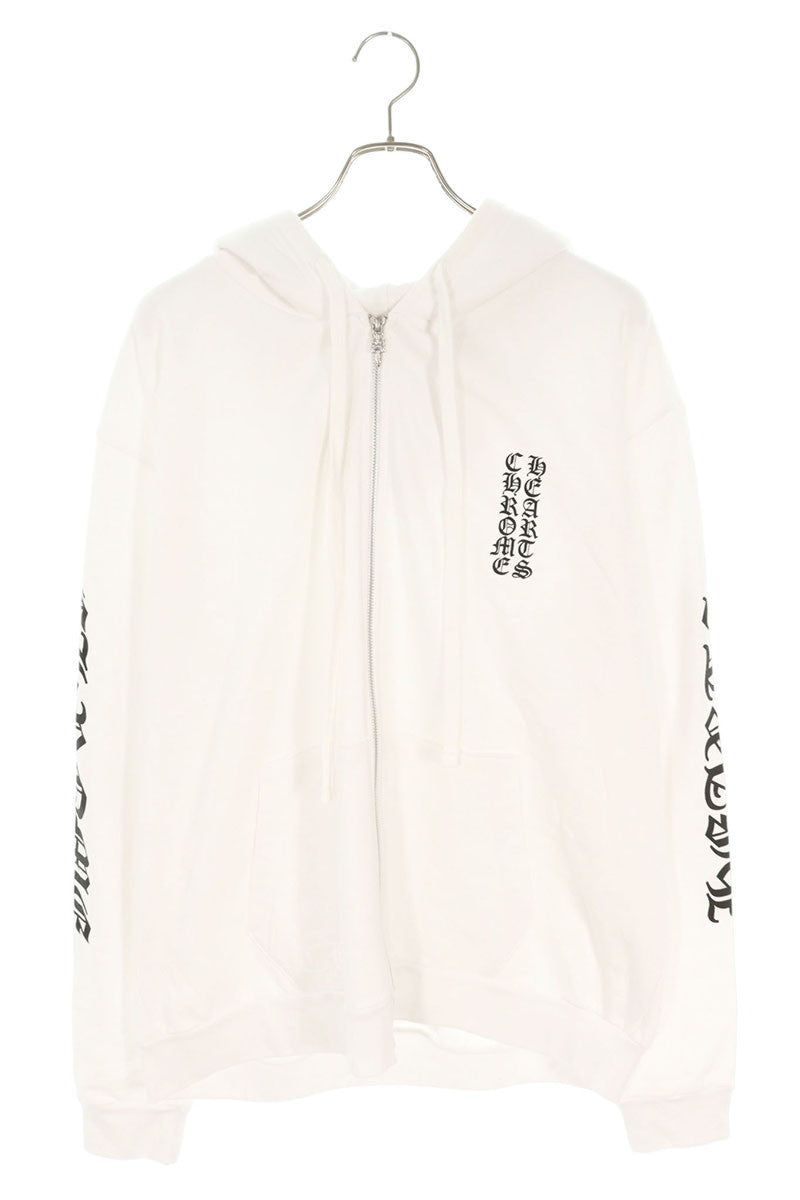 Chrome Hearts SWTSHRT HD ZIP Logo Print Up Hoodie White x Black x Silver Size L