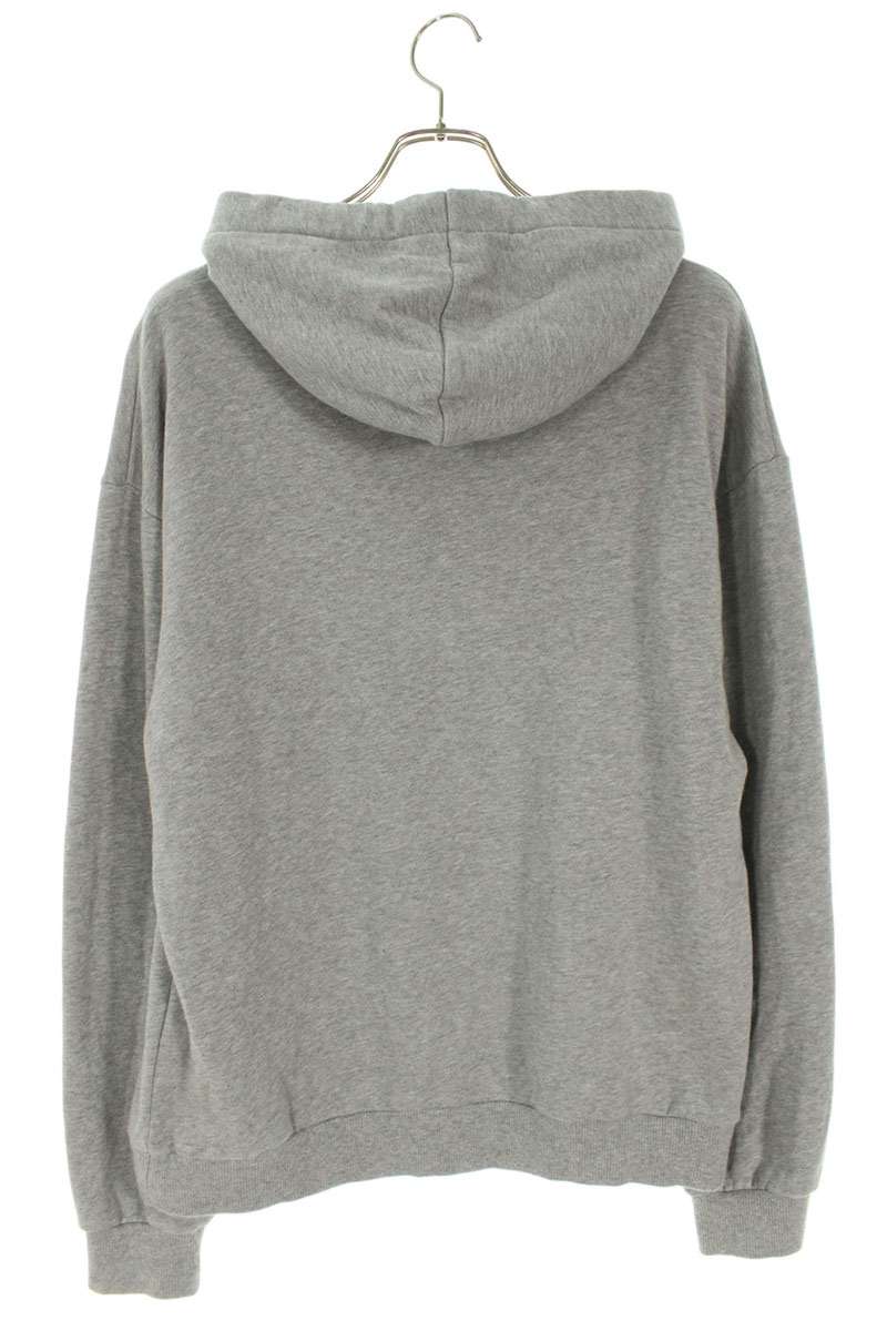 CELINE Logo Drawcord Pullover Hoodie Gray Size L