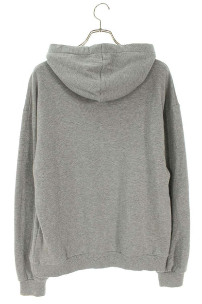CELINE Logo Drawcord Pullover Hoodie Gray Size L