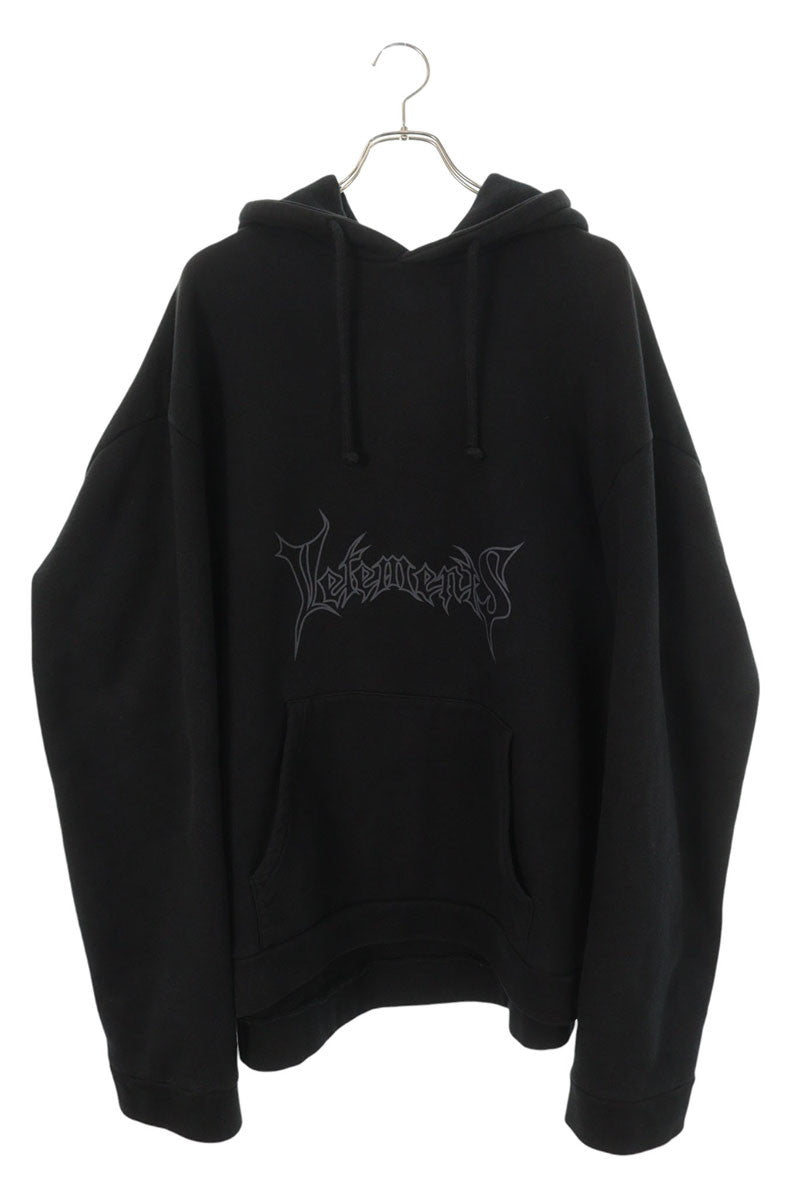 VETEMENTS 15AW Metal Logo Hoodie Black Size XL