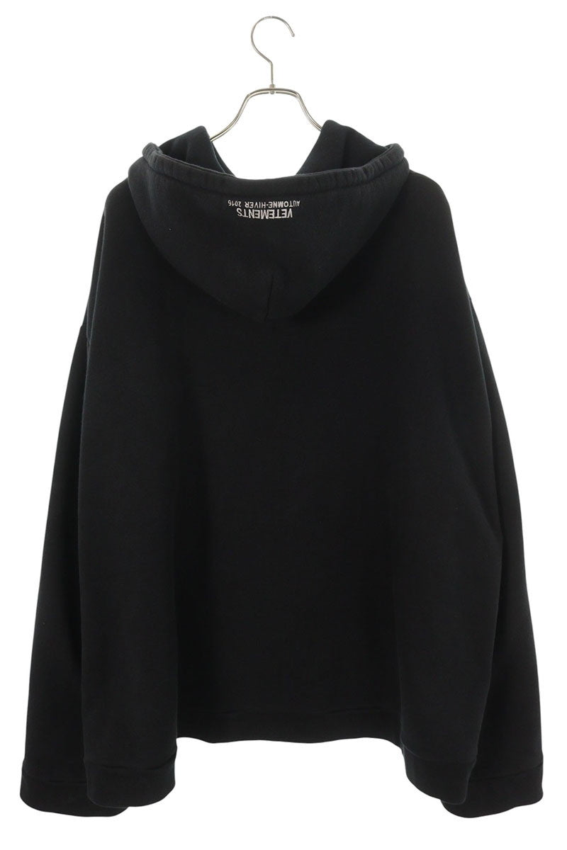VETEMENTS 15AW Metal Logo Hoodie Black Size XL