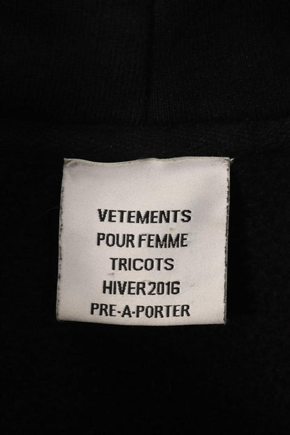 VETEMENTS 15AW Metal Logo Hoodie Black Size XL