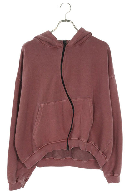 FFF POSTAL SERVICE RH Curved Zip-Up Hoodie Red Cotton Size L
