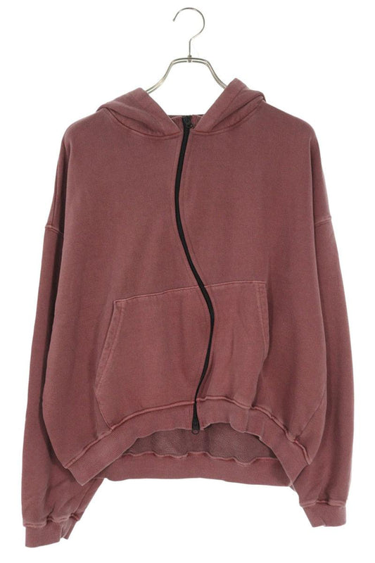 FFF POSTAL SERVICE RH Curved Zip-Up Hoodie Red Cotton Size L