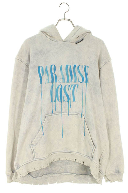 ALCHEMIST Distressed Front Print Pullover Hoodie Gray Size M