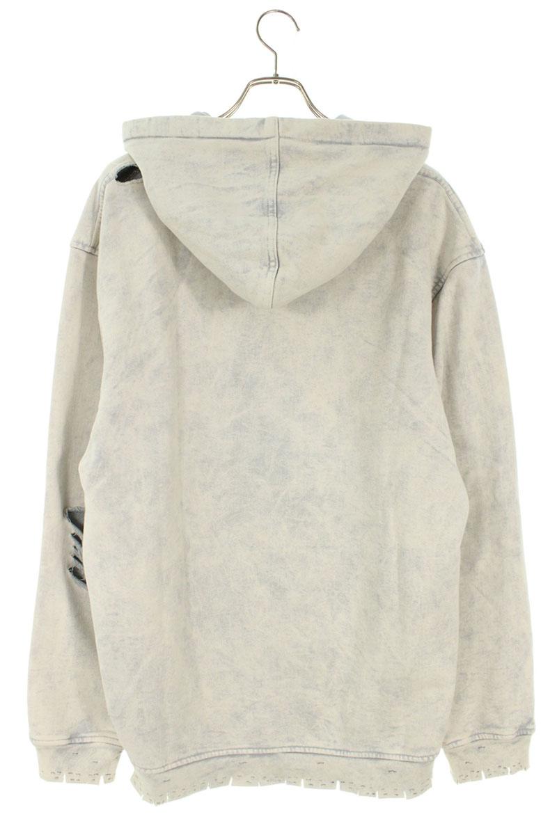 ALCHEMIST Distressed Front Print Pullover Hoodie Gray Size M