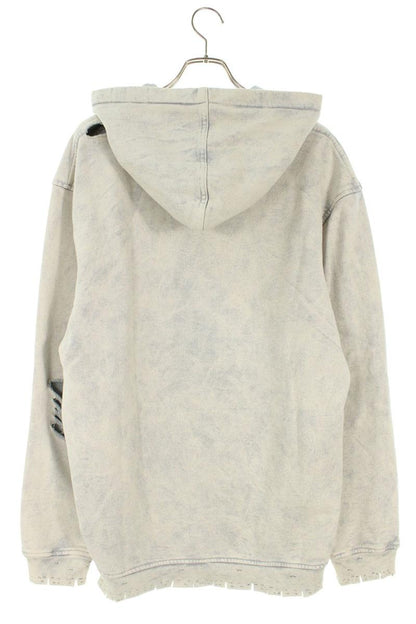 ALCHEMIST Distressed Front Print Pullover Hoodie Gray Size M