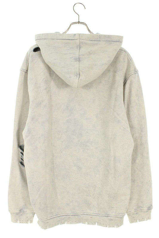 ALCHEMIST Distressed Front Print Pullover Hoodie Gray Size M