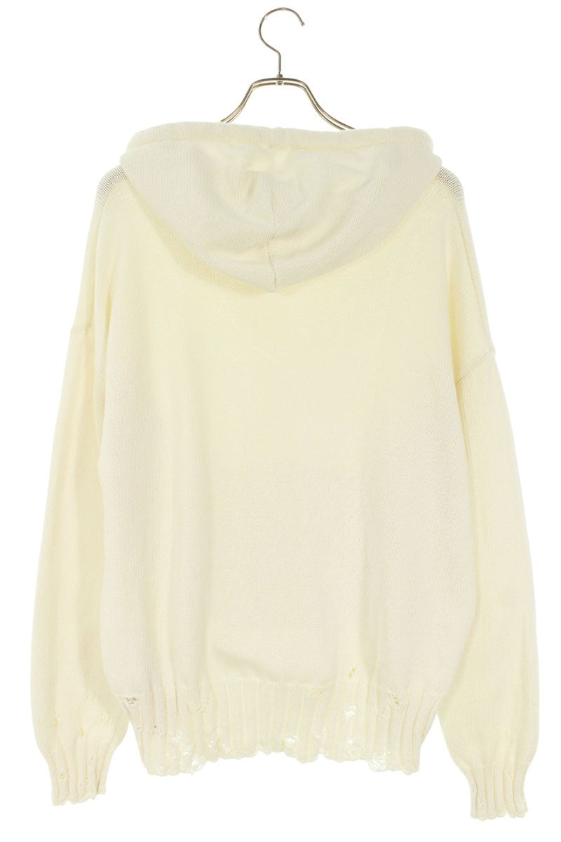 Marni 24AW Distressed Knit Hoodie White Cotton Size M