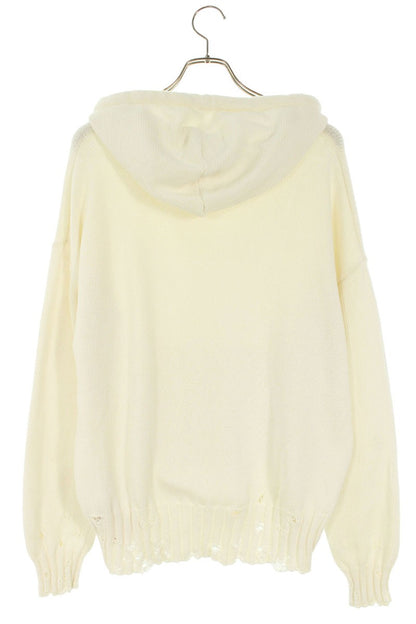Marni 24AW Distressed Knit Hoodie White Cotton Size M