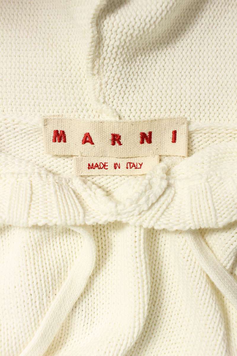 Marni 24AW Distressed Knit Hoodie White Cotton Size M