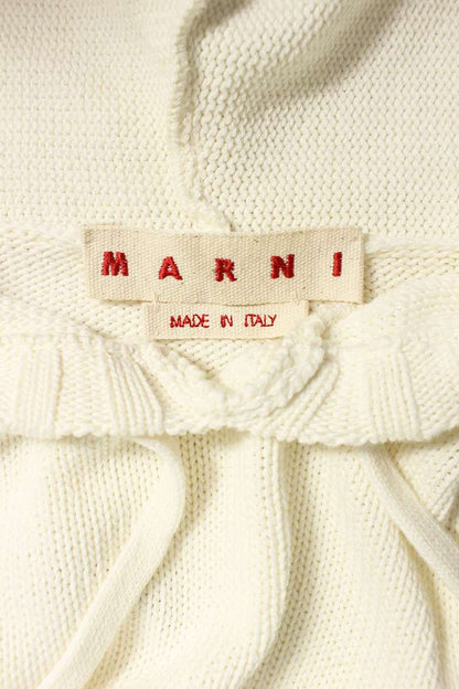 Marni 24AW Distressed Knit Hoodie White Cotton Size M