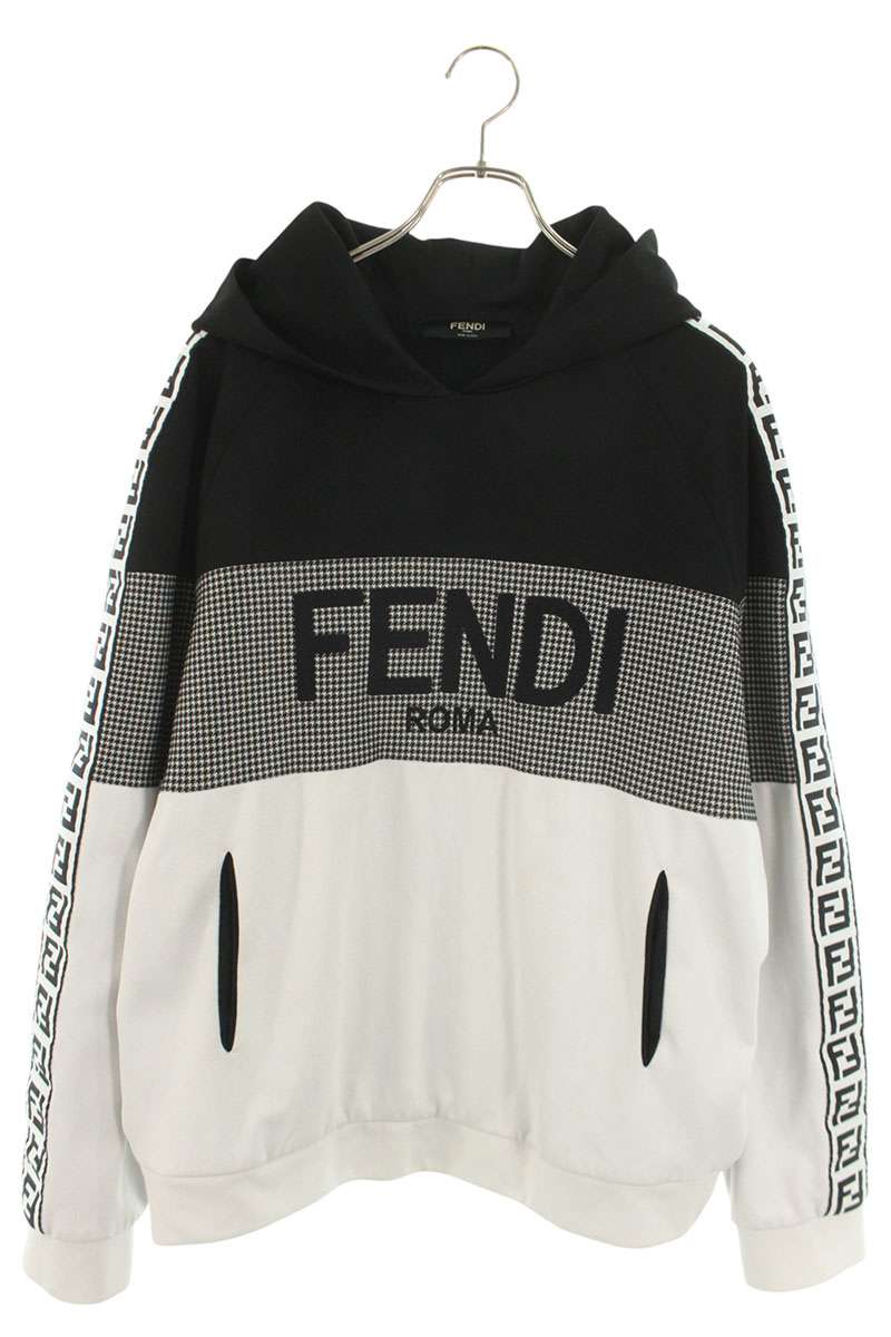 FENDI Sleeve Zucca Bicolor Pullover Hoodie Size XXL