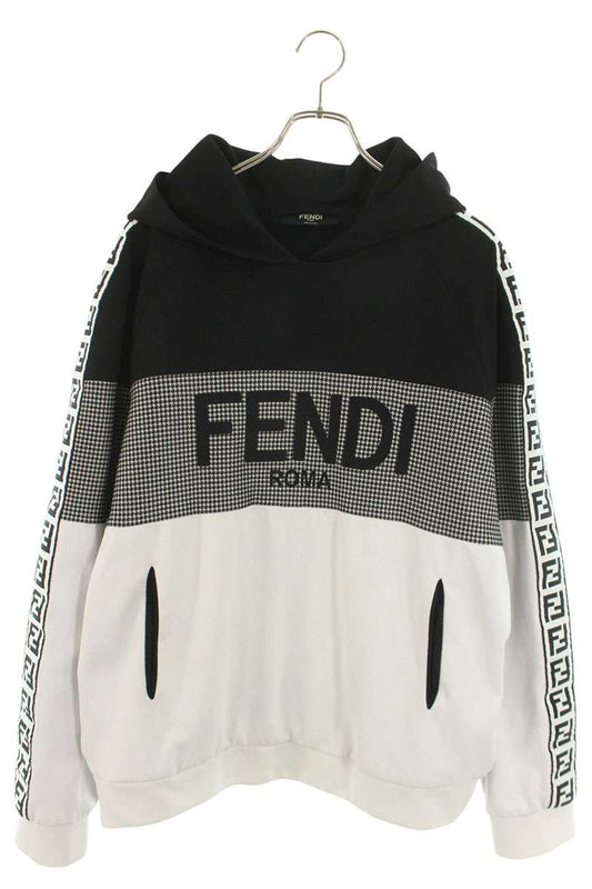 FENDI Sleeve Zucca Bicolor Pullover Hoodie Size XXL