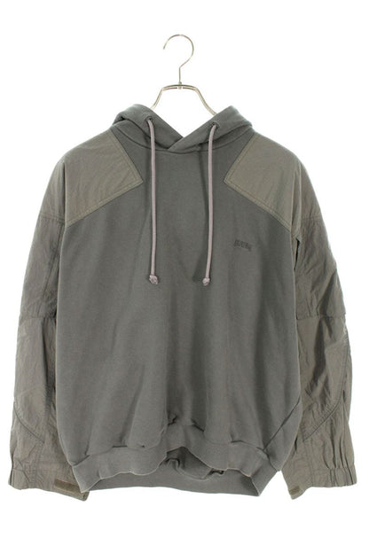 JUUN.J Nylon Paneled Pullover Hoodie Gray Size S