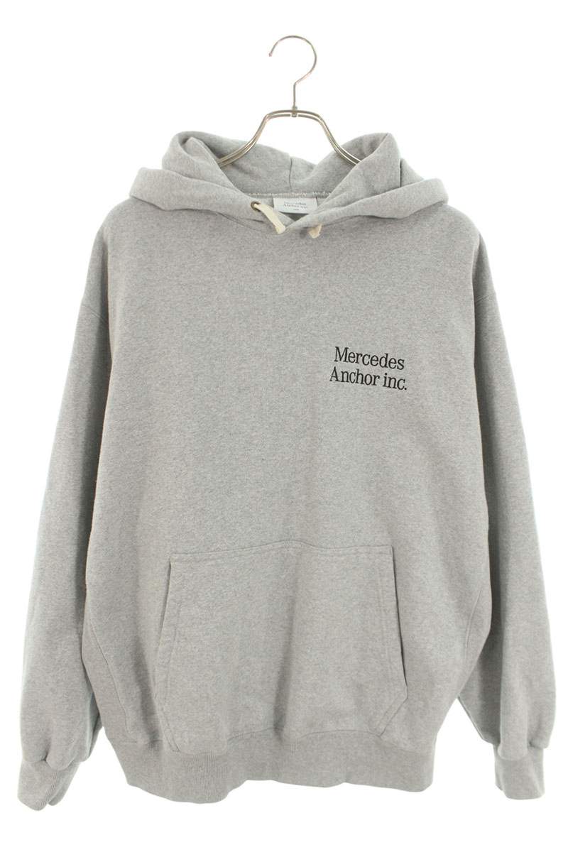 Mercedes Anchor Inc. Logo Embroidered Pullover Hoodie Gray x Black Size L