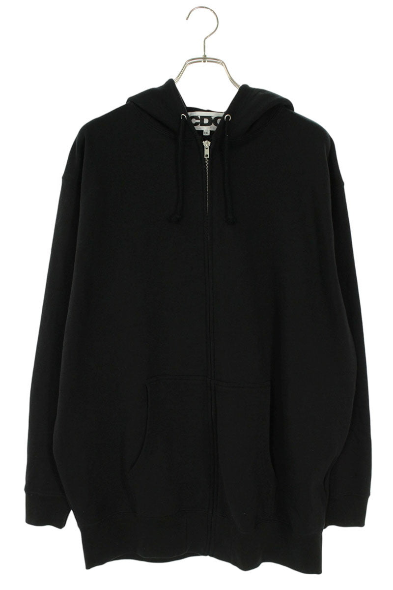CDG Logo Print Zip-Up Hoodie Black/Pink Size XXL