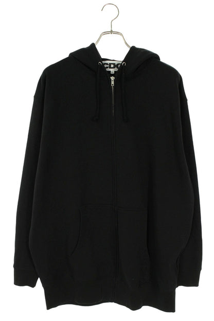 CDG Logo Print Zip-Up Hoodie Black/Pink Size XXL