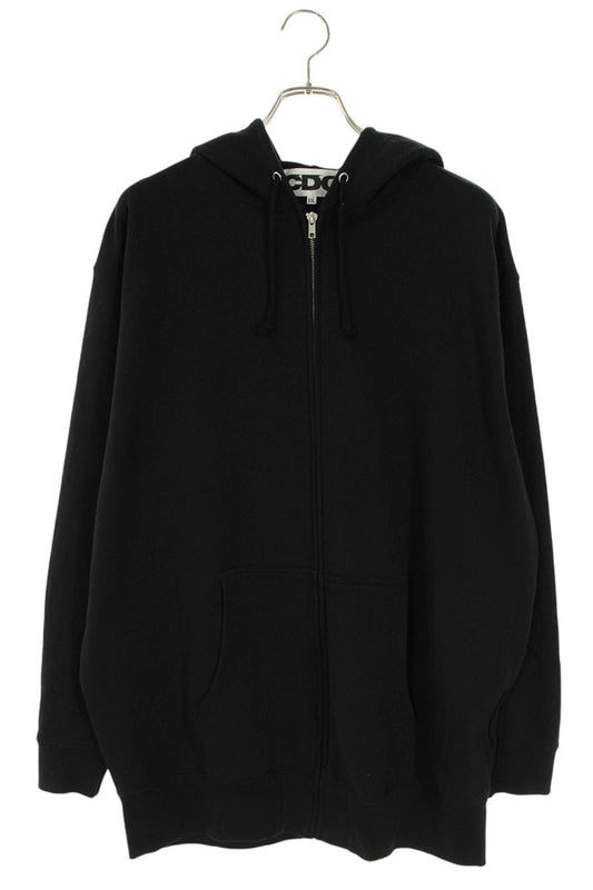 CDG Logo Print Zip-Up Hoodie Black/Pink Size XXL