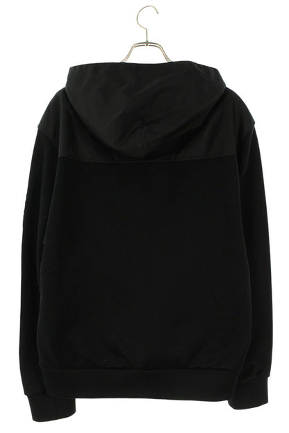 PRADA Nylon Flap Pocket Logo Plaque Hoodie Black Size M