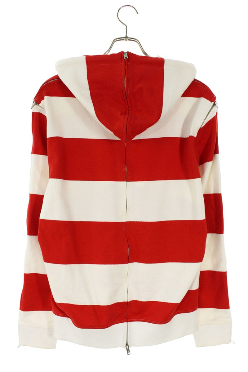 Burberry Multi-Zip Striped Hoodie Red/White Size XS