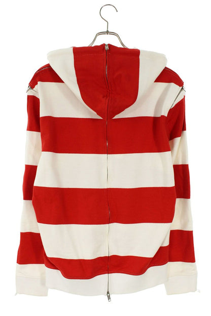 Burberry Multi-Zip Striped Hoodie Red/White Size XS
