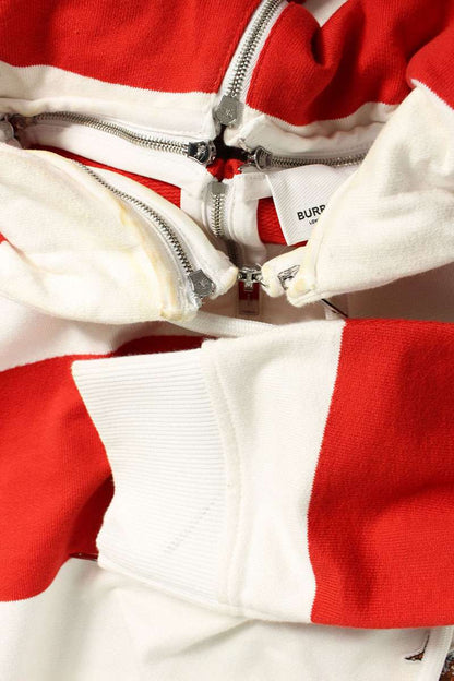 Burberry Multi-Zip Striped Hoodie Red/White Size XS