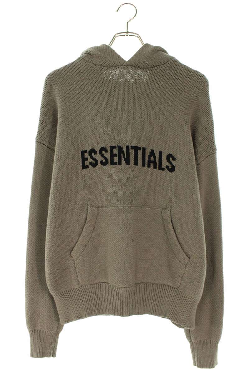 FOG ESSENTIALS Logo Knit Hoodie Gray Size XS
