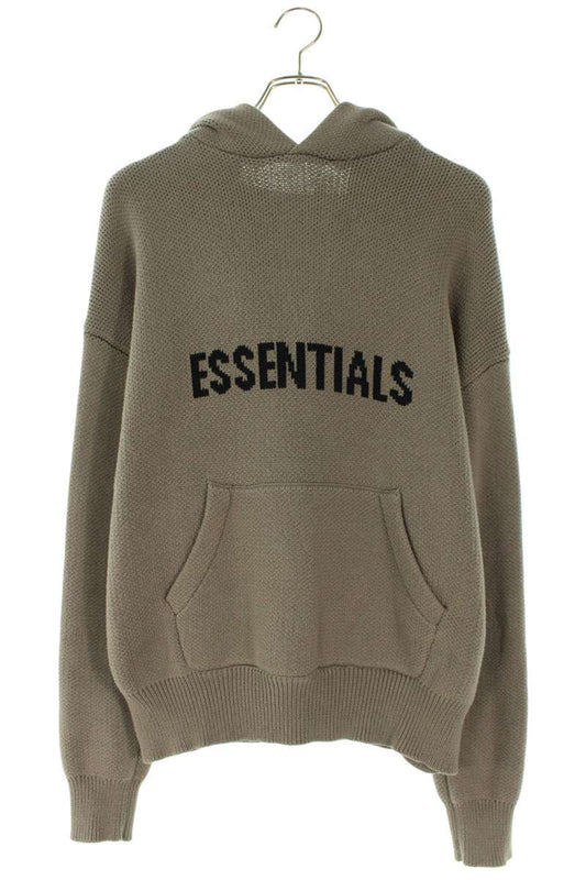 FOG ESSENTIALS Logo Knit Hoodie Gray Size XS