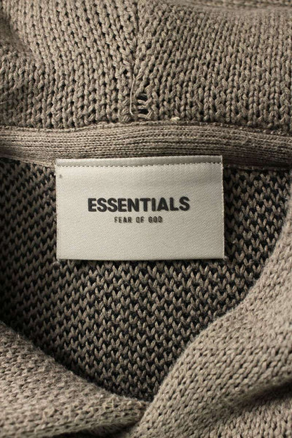 FOG ESSENTIALS Logo Knit Hoodie Gray Size XS