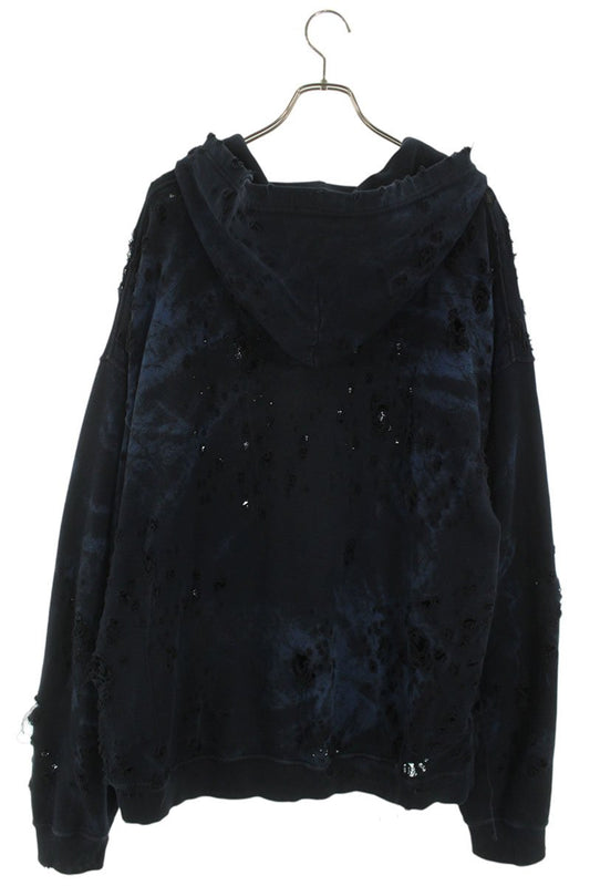 DIESEL Distressed Hoodie Black/Blue Size L