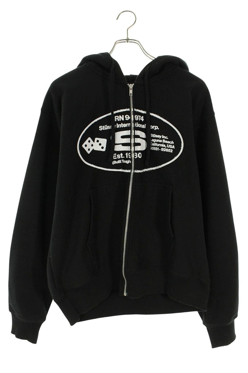 STUSSY OVAL CORP. ZIP HOODIE Black Size M