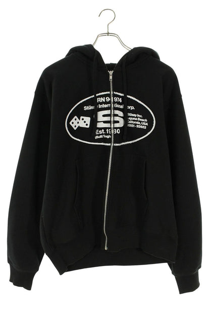 STUSSY OVAL CORP. ZIP HOODIE Black Size M