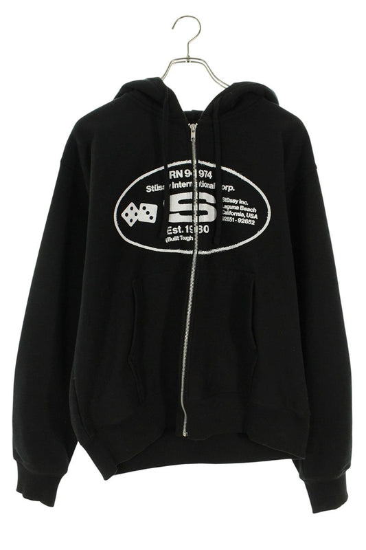 STUSSY OVAL CORP. ZIP HOODIE Black Size M