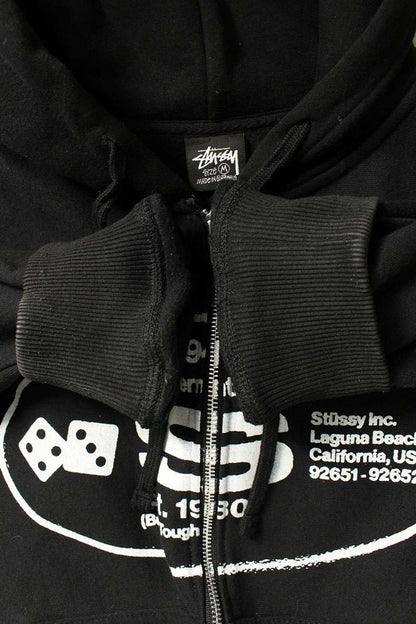 STUSSY OVAL CORP. ZIP HOODIE Black Size M