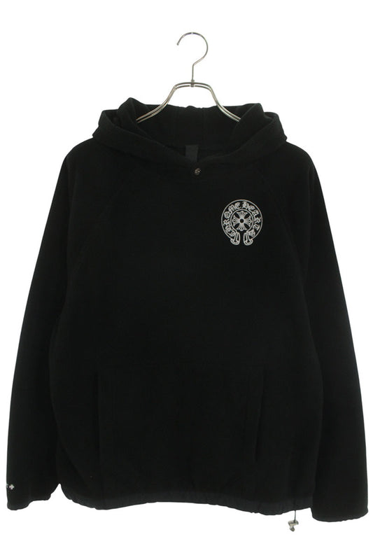 Chrome Hearts Crossball Button Fleece Hoodie Black Size M