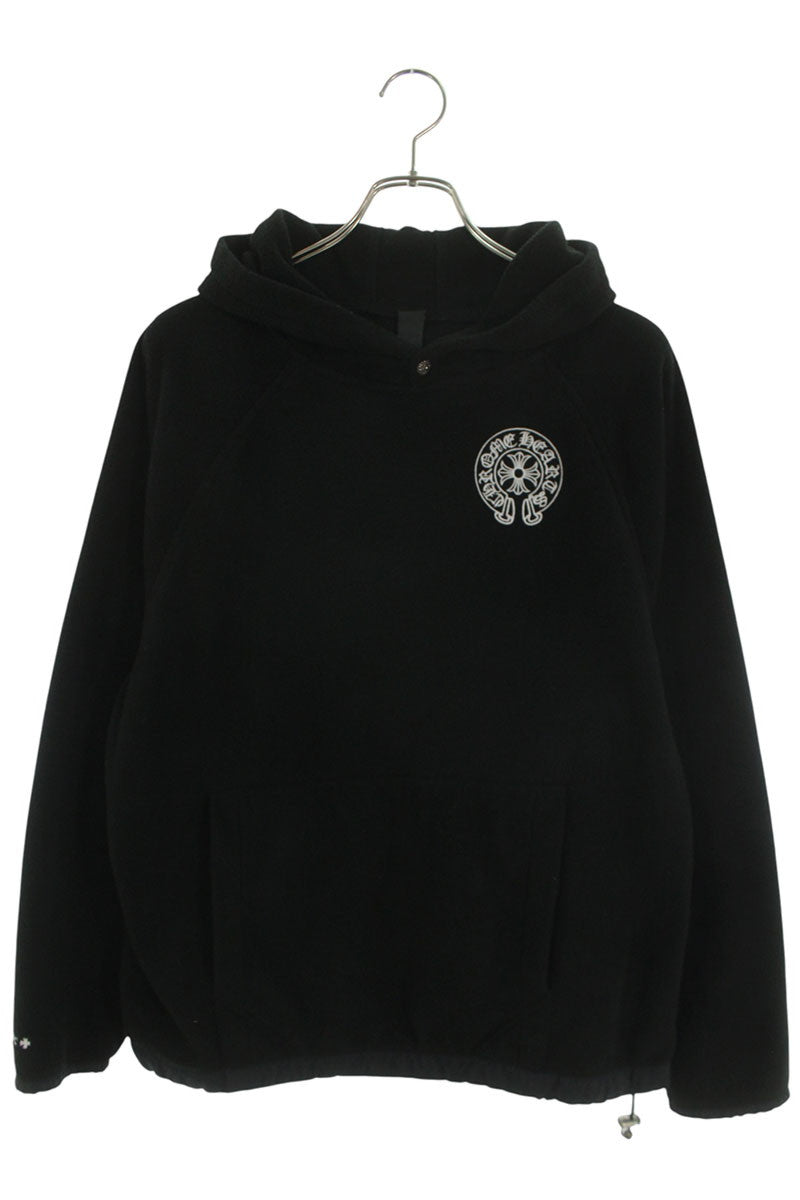 Chrome Hearts Crossball Button Fleece Hoodie Black Size M