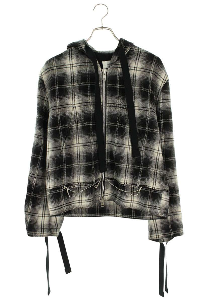 SONG FOR THE MUTE Check Zip-Up Hoodie B/W Size 36