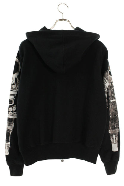CHANEL Astronaut Arm Print Cotton Zip Hoodie Black Size XXS