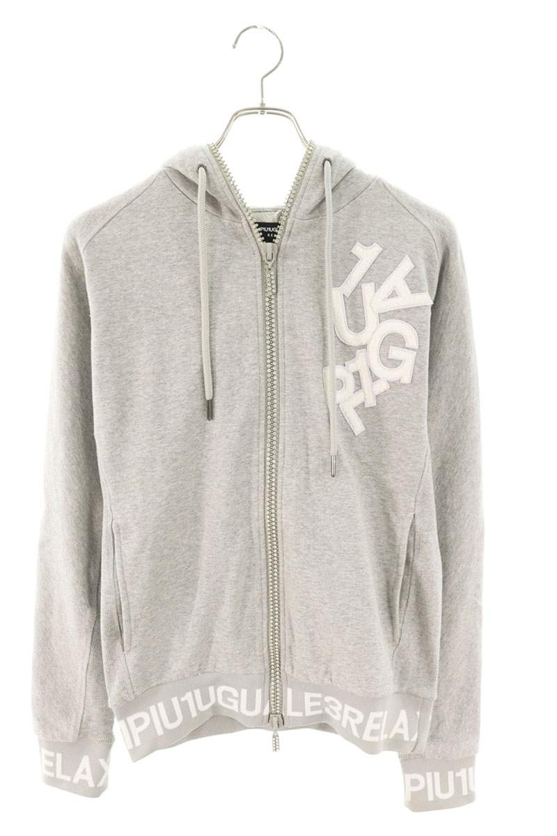 1piu1uguale3 RELAX Rib Logo Rhinestone Zip Hoodie Size L