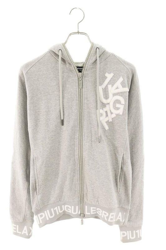 1piu1uguale3 RELAX Rib Logo Rhinestone Zip Hoodie Size L
