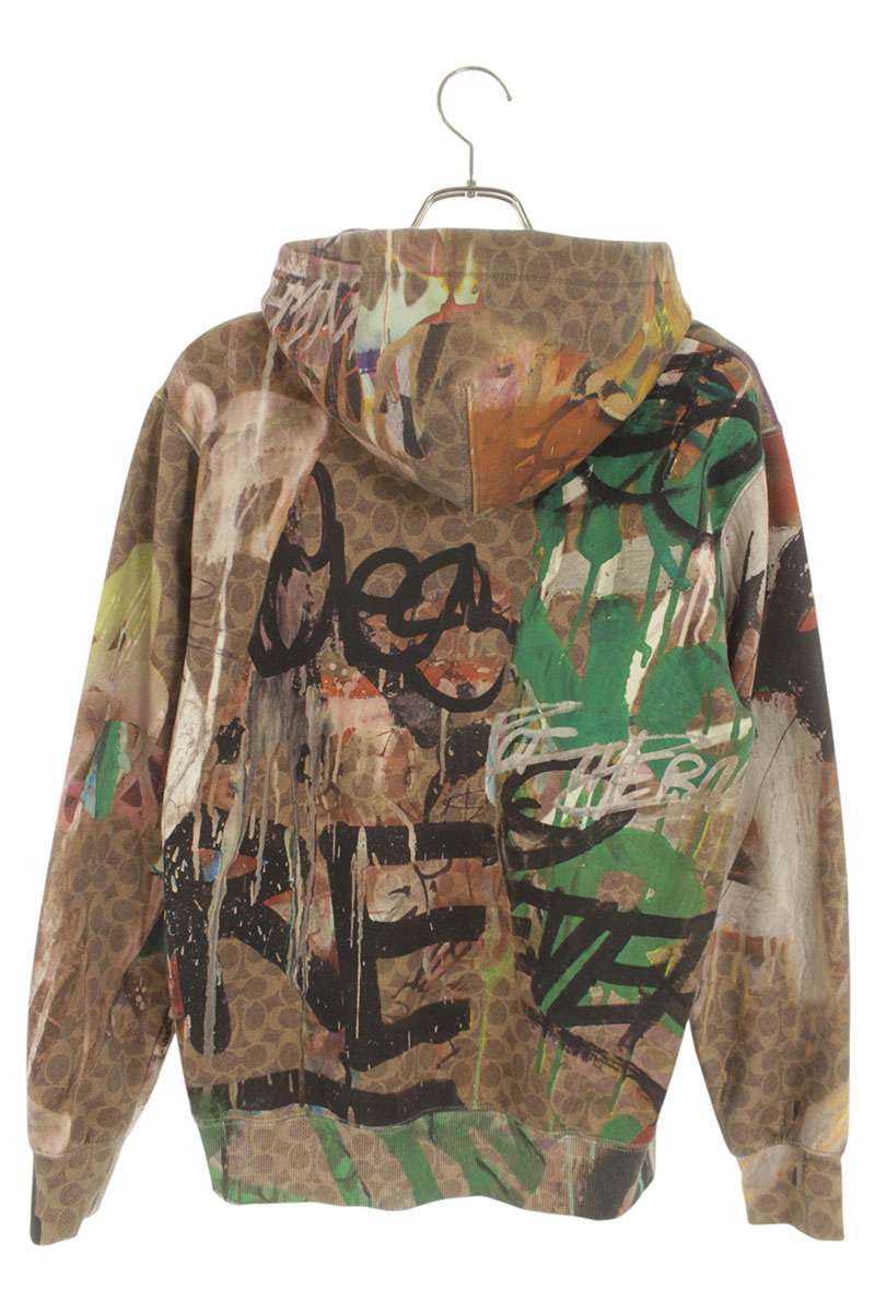 COACH Cotton Graphic Hoodie Brown Size XXS