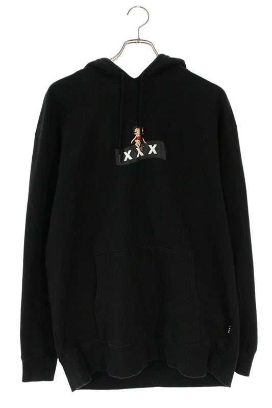 GOD SELECTION XXX Print Hoodie Black Size XL