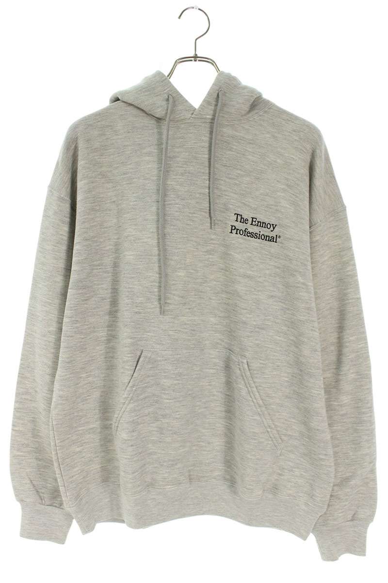 ENNOY Logo Embroidery Hoodie Grey Cotton Blend Size L