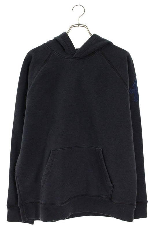 Chrome Hearts Label Cross Patch Hoodie Navy/Silver Size L