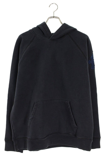 Chrome Hearts Label Cross Patch Hoodie Navy/Silver Size L